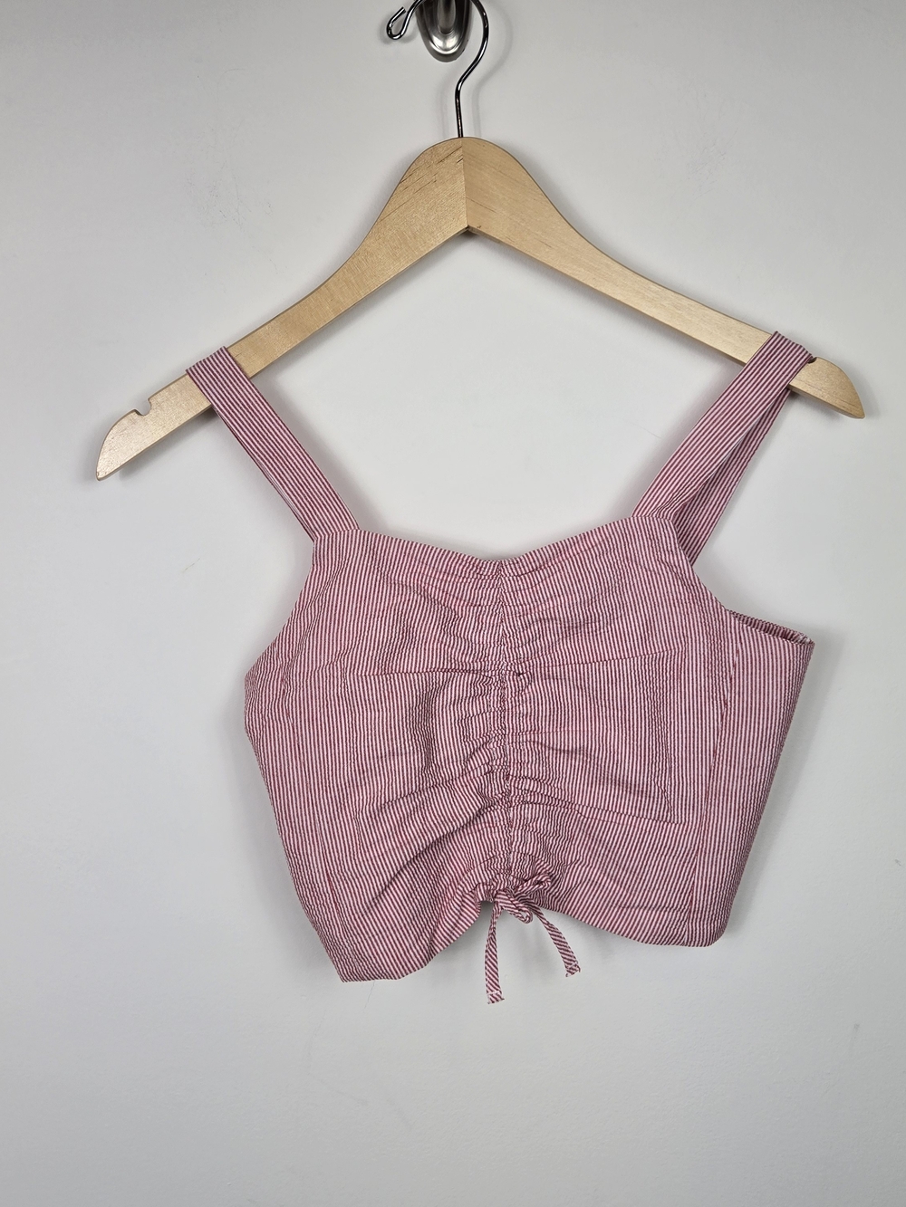 Zara Girls Red White Seersucker Ruched Crop Cami Top NWT Size 13-14 Y 164